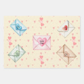Valentine Envelopes and Hearts ラッピングペーパーシート (正面)