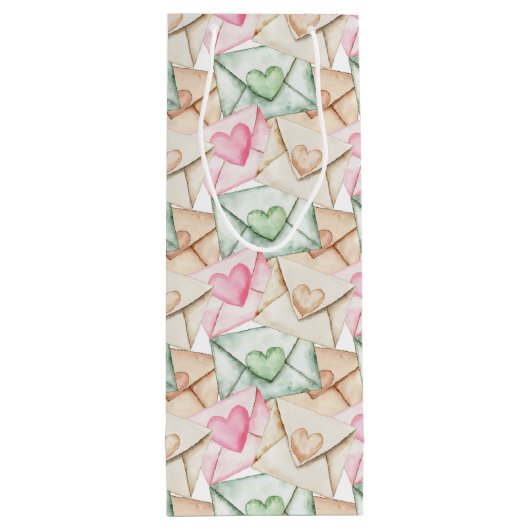 Valentine Envelopes and Hearts ワインギフトバッグ (裏面)