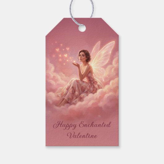 Valentine Fairy on Pink Clouds Fantasy Art ギフトタグ (正面)