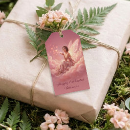 Valentine Fairy on Pink Clouds Fantasy Art ギフトタグ