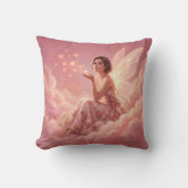 Valentine Fairy on Pink Clouds Fantasy Art クッション (正面)