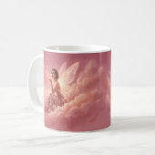 Valentine Fairy on Pink Clouds Fantasy Art コーヒーマグカップ (正面左)