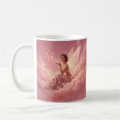 Valentine Fairy on Pink Clouds Fantasy Art コーヒーマグカップ (左)