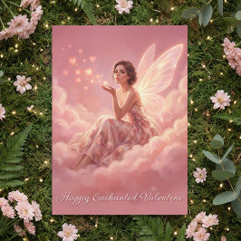 Valentine Fairy on Pink Clouds Fantasy Art シーズンカード