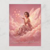 Valentine Fairy on Pink Clouds Fantasy Art シーズンポストカード (正面)