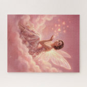 Valentine Fairy on Pink Clouds Fantasy Art ジグソーパズル (横)