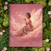 Valentine Fairy on Pink Clouds Fantasy Art Name ノートブック