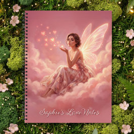 Valentine Fairy on Pink Clouds Fantasy Art Name ノートブック