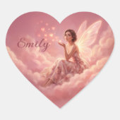 Valentine Fairy on Pink Clouds Fantasy Art Name ハートシール (正面)