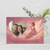 Valentine Fairy on Pink Clouds with Heart Photo シーズンカード (スタンド正面)