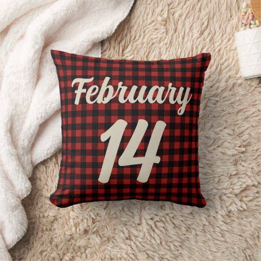 Valentine February 14 Red and Black Plaid Gingham クッション (ブランケット)