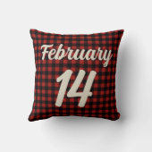 Valentine February 14 Red and Black Plaid Gingham クッション (裏面)