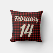Valentine February 14 Red and Black Plaid Gingham クッション (正面)