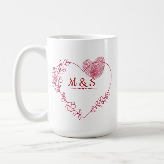 Valentine Fingerprint Heart  Mug コーヒーマグカップ (左)