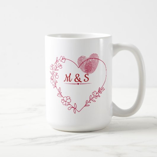 Valentine Fingerprint Heart  Mug コーヒーマグカップ (右)