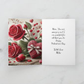 Valentine for Momバラとハートグリーティングカード カード (内部)