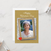 Valentine for Mom framed photo, lace and heart カード (正面/裏面インサイチュ)