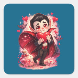 Valentine Funny Dracula Sticker – Cute Love  スクエアシール