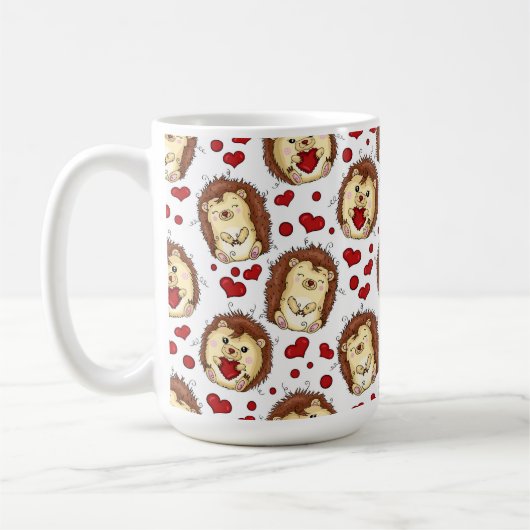 Valentine funny hedgehog コーヒーマグカップ (左)