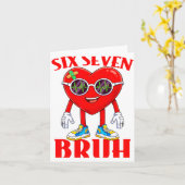 Valentine Funny Six Seven Bruh Meme 67 Heart Lover カード (黄色い花)