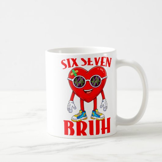 Valentine Funny Six Seven Bruh Meme 67 Heart Lover コーヒーマグカップ (右)
