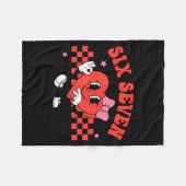 Valentine Funny Six Seven Heart Bow Meme Gen Alpha フリースブランケット (正面(横))