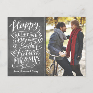 Valentine Future Mr. and Mrs. Photo Save The Date 案内ポストカード