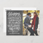 Valentine Future Mr. and Mrs. Photo Save The Date 案内ポストカード (正面/裏面)
