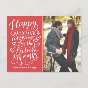 Valentine Future Mr. and Mrs. Photo Save The Date 案内ポストカード
