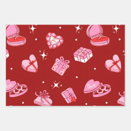 Valentine Gift Boxes Wrapping Paper – Romantic ラッピングペーパーシート