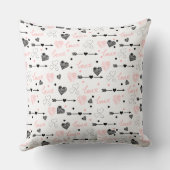Valentine Gift Pillow Sketch Heart I Love You Text クッション (裏面)