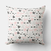 Valentine Gift Pillow Sketch Heart I Love You Text クッション (正面)