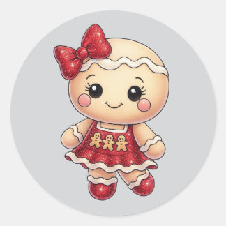 Valentine Gingerbread Girl Sticker – Sweet Love  ラウンドシール