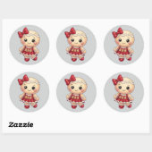 Valentine Gingerbread Girl Sticker – Sweet Love  ラウンドシール (シート)