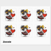 Valentine Girl Art 3 Inch Sticker – Kawaii Love スクエアシール (シート)