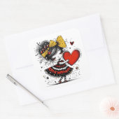 Valentine Girl Art 3 Inch Sticker – Kawaii Love スクエアシール (封筒)
