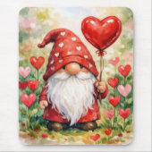 Valentine Gnome with Red Heart Balloon マウスパッド (正面)
