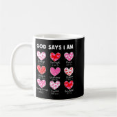 Valentine God Says I Am Heart Girl Women Kid Chris コーヒーマグカップ (左)