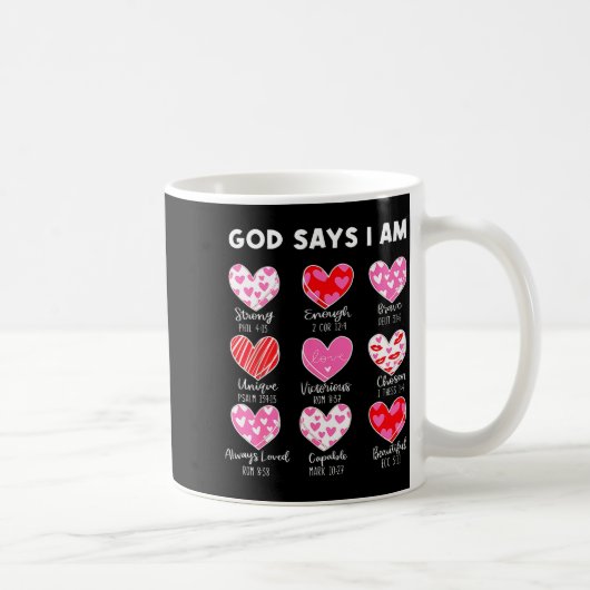 Valentine God Says I Am Heart Girl Women Kid Chris コーヒーマグカップ (右)