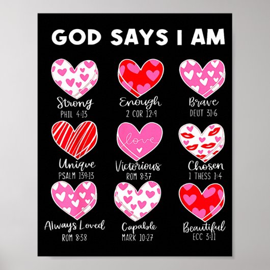 Valentine God Says I Am Heart Girl Women Kid Chris ポスター (正面)