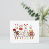 Valentine Goose , Pink Coquette Valentine Goose ポストカード (スタンド正面)