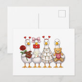 Valentine Goose , Pink Coquette Valentine Goose ポストカード (正面/裏面)
