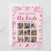 Valentine Hand Drawn How Old Was The Bride Game 招待状 (正面)