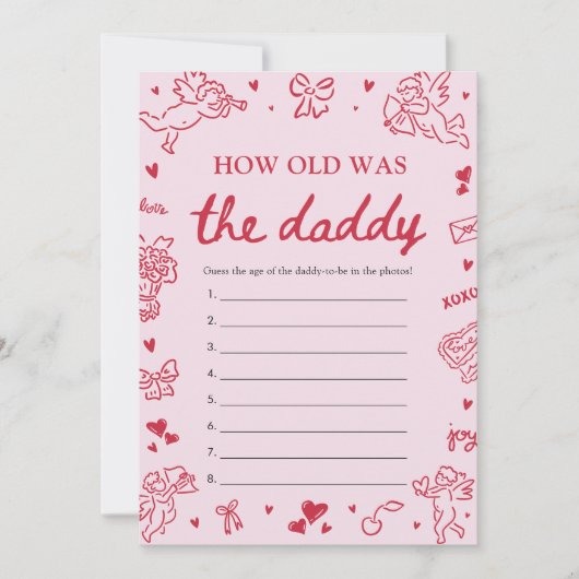 Valentine Hand Drawn How Old Was The Daddy Game  招待状 (正面)