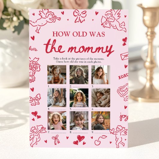 Valentine Hand Drawn How Old Was The Mommy Game 招待状