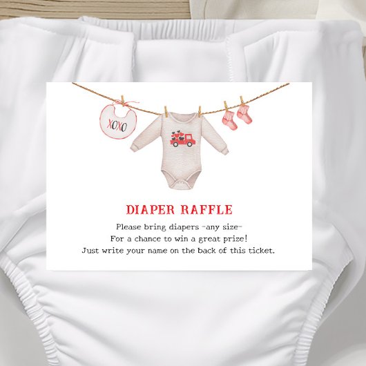 Valentine Heart Baby Shower Nappy Raffle エンクロージャーカード