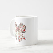 Valentine Heart Bow Cute Ribbon コーヒーマグカップ (正面左)