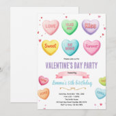 Valentine heart candy party invitation 招待状 (正面/裏面)