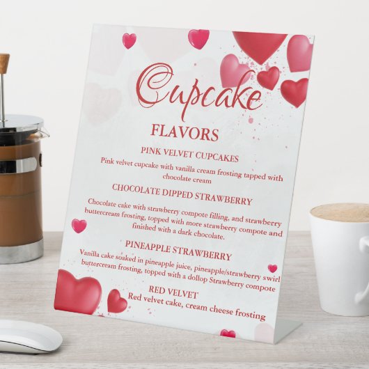 Valentine Heart Cupcake flavors sign 台座サイン (インサイチュ)