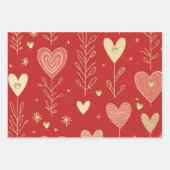 Valentine heart floral wrapping paper ラッピングペーパーシート (正面3)